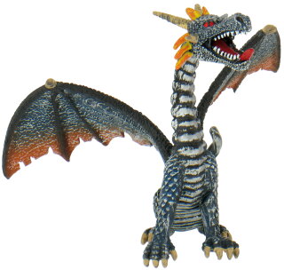 Bullyland 75594 - Drache sitzend (blau/silber)