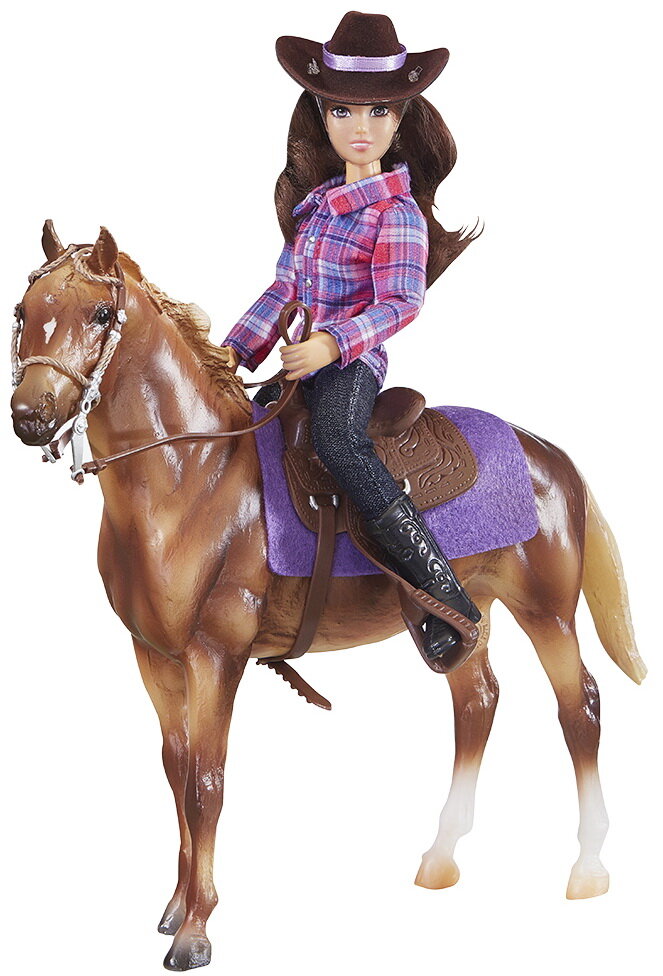 graues Zaumzeug Timpo 1 Stück Cowboy-Gewehr-Schütze mit rotbraunem Pferd
