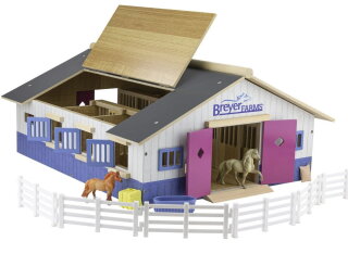 Breyer Stablemates (1:32) 59215 - Deluxe Wood Stable with 2 Stablemates