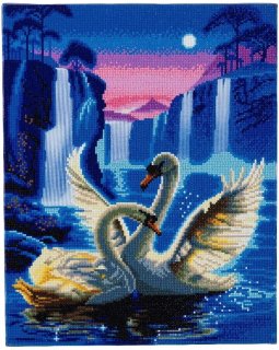 Craft Buddy CAK-XLED7 - Framed Crystal Art Kit LED - Moonlight Swans