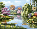 Wizardi WD090 - Diamond Painting Kit Springs Hidden Pond