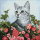 Wizardi WD2509 - Diamond Painting Kit Flower Cat