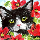 Wizardi WD292 - Diamond Painting Kit Cat in Flowers