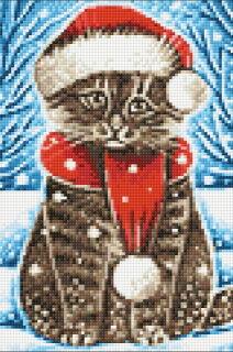 Wizardi WD2436 - Diamond Painting Kit Christmas Cat