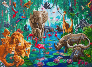 Craft Buddy CAK-A128XL - Framed Crystal Art Kit - Jungle Gathering