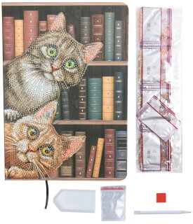 Craft Buddy CANJ-19 - Crystal Art Notizbuch Set - Cats in the Library