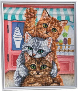 Craft Buddy CAM-33 - Crystal Art Picture Frame Set - Kittens & Ice Cream