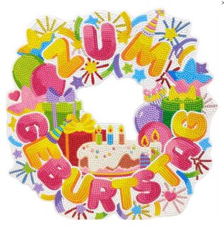 Craft Buddy CA-WR14DE - Crystal Art Kranz - Zum Geburtstag