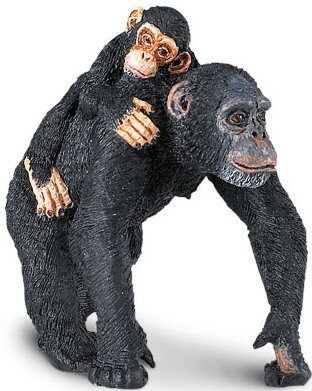 Safari Ltd 295929 Schimpanse mit Baby 7 cm Serie Wildtiere 