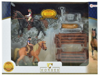 Horses 37162A - 2 Pferde mit Reitern und Zubehör