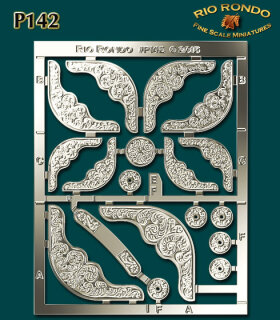 Rio Rondo Traditional (1:9) P142 - Etched Metal Corner & Accessories Plate Set Slick-Edged Floral - silvery