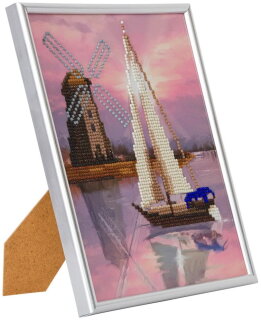 Craft Buddy CAM-25 - Crystal Art Picture Frame Set - Segelboot mit Windmühle